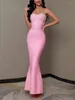 Casual Dresses 2024 Summer's Sexy Luxury Strapless Pearl Beaded Mermaid Bandage Long Dress Bodycon Celebrity Party Evening Evening