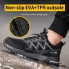 Chaussures de sécurité anti-stab Hommes Chaussures d'orteil en acier Pincture Proofable Boots de sécurité respirant Homme Chaussures de travail de travail Sneakers masculins 240410