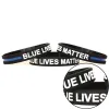 Armband Style Police Blue Lives Matter Armbands Black Thin Blue Line Silicone Rubber Armets Wholesale