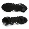 Dance Shoes DKZSYIM Black Latin Women/Ladies Ballroom Sandals With Elastic Band Soft Suede Soles Party Modern