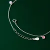 Strängar Tennis Anklet 925 Sterling Silver Colored Zircon Woman Anklets O Chain 19 cm armband på bensmycken fotstrumpor tillbehör