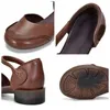 Sandals Koznoy 3cm Ethnic Flats Shoes Ladies Cow Genuine Leather Summer Round Toe Luxury HOOK Shallow Mary Jane Women