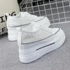 Casual Shoes Summer Mesh Breattable White Lightweight Tjock Botten Höjd 8 cm svampkakor Sneakers Sport