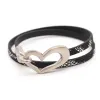 Strands TOTABC Newest Design Black Simple love Leather Charms Bracelet for Women Simple Blank Design Amazing Width Bracelet & Bangle