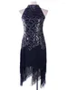 Abiti casual Domenne sequestri degli anni '20 Paisley Paisley Flapper Black Gold Dress Gold Abito sexy Fringa Great Gatsby Party Plus size Nava