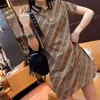 Fashion Women Dresses Solid Ribbed A-line Plaid Dress Tight Elastic Mini Blouse Frocks Club Casual Office Club Clothing Asian size S-3XL