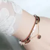 Strängar WLP Luxury Rose Gold rostfritt stålarmband Bangles Kvinnliga hjärthänge bröllop charm armband för kvinnor smycken