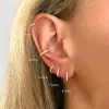 Earrings 2PCS Stainless Steel Minimal Hoop Earrings Crystal Zirconia Small Huggie Thin Cartilage Earring Helix Tragus Piercing Jewelry