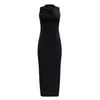 Casual Dresses Women's Sleeveless Bodycon Maxi Dress 2024 Hock Neck Ruched Side Slit Long Tank Women Business Elegant Party