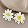 Stud Earrings DODOHAO Handmade Raffia Rattan Braid White Yellow Daisy Flower Drop For Women Woven Knit Floral Bohemia