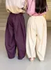 Trousers 2024 Spring New Children Cotton Baby Girls Solid Loose Wide Leg Pants Toddler Boys Versatile Casual Kids Clothes H240423