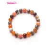 Strands 612mm Natural Multicolored Agates Stone Handmade Bracelet Elasticity Jewelry Smooth Round Shape Beads 18cm sk505