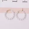 Boucles d'oreilles simulées boucles d'oreilles en perles pour les femmes tempérament simple cercle rond suspendu l'oreille de mode de mariage bijoux de la Saint-Valentin