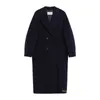 Manteau de manteau en cachemire manteau de luxe Max Maras Womens Navy Blue Wool Cashmere Beaver Double Breasted Coat