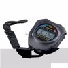 Timers en gros timeurs ABS ABS imperméable Digital Timer Professional Handheld LCD Chronograph Sports Stopwatch Stop Watch avec String Dro Dhe8m