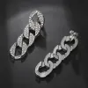 Brincos luxuosos brilhantes aaaa shinestone Cable Chain Tassel Busting Clip on Brincos sem perfuração para mulheres festas de casamento de casamento de joias elegantes presente