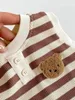 Baby Boy Romper 03Years born Kids Girl Sleeveless ONeck Cartoon Bear Striped Bodysuit OnePieces Outfits Summer Clothes 240416