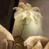 フロアランプノルディックダチョウの羽毛ランプ樹脂銅リビングルームの家の装飾スタンディングライト屋内照明ベッドルームベッドサイド