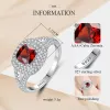 Ringar Tongzhe Luxury Brand Red CZ Wedding Rings for Women Halo Solitaire 925 Sterling Silver Rings Indian Smyckesjubileum