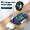 Chargers Wireless Charger Stand Dock pour iPhone 13/12 Pro Max iPhone 14 Pro, Qi Fast Charging Station pour Apple Watch Series SE / 6/5/4/3 /