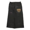 Sweats à capuche pour hommes jnco y2k jeans hommes femmes gothiques rétro skl graphiques BAGGY Black Pantal