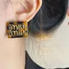 Luxury Mui Mui Earring Designer Earring for Woman Heart Earring French Miao Family Miu Letter Square Earrings for Autumn and Winter New Maillard Amber Unique Silver n