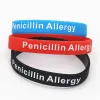 Bracelets 1PC Hot Sale Bracelets Medical Alert Penicillin Allergy Silicone Wristband Armband Nurse Bangles Adult 3 Colours Gift SH093
