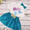 Set Baby Girl Mermaid Birthday Outfit 1 ° compleanno COSTUME Baby Shower Party Under the Sea Tema Party Set Kids Set 3 Color Option