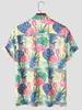 Zomer heren Hawaiiaans shirt bedrukt modestraat korte mouw plus size camp kraag mannen strand bloemen shirts 240419