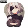 Le poignet des coussinets de souris repose 2way!Nier Automata 2B Gaming 3D Boobs Mouse Pad with Silicone Gel poignet Rest Taille 26 * 22cm Y240423