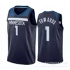 Maglie da basket jersey football wolves n. 1 e numero 21 garnett mesh ricamato