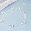 Bracelets KOFSAC New Fashion 925 Sterling Silver Anklets For Women Beach Party Cute Beads Chain Bells Bracelets Foot Jewelry Girl Gifts