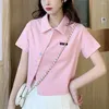 T-shirts pour femmes Sweet Contrast Striped Sweater Fashion Summer Summer Top Tempérament Casual Polo Collar T-shirt Street