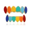 Electroplated copper seven color oil drop hip-hop braces colored vampire dentures suitable for men and women Teeth Grillz