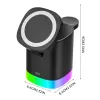 Laddare 3 In1 Magnetic Wireless Charger för iPhone 15 14 13 Pro Max RGB Ambient Light 15W Fast Charging Station för AirPods Apple Watch