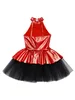 Figura artistica abbigliamento da pattinaggio ragazze paillettes ballette da ballo latino costumi per bambini scintillanti paillettes ballerina tutu abito 240411