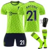 Ensembles / survêtements Men 2223 Red Devil Man L Game Game Fluorescent Green No.7 Ronaldo Shirt 21 Anthony 25 Sancho B Chaussettes