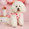 犬のセーターシャツドレスバレンタインデイプルオーバーカジュアルスタイル快適なピンクハートパターンホリデーガールチュールスカート240411