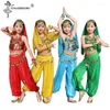 Sahne Giymek Çocuklar Göbek Dans Kostümleri Set Oryantal Kızlar Dancing India Giysileri Bellydance Çocuk