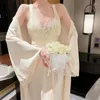 Home Clothing Long Princess Style Dress Suit Satin Women Sexy Lace Slip Nightgown Wedding Moring Gown Loungewear Kimono Bathrobe