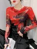 Camicie da donna dimensione S-3xl Autumn rotonda a rete rotonda a maniche lunghe Posizionamento top-shirt femminile camicia con adattamento slim hf8752