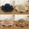 Bowknot Elegant Pearl Sun Hats Summer Outdoor Travel Straw Caps Ladies Dome Wide Brim Hat