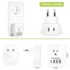 Chargers Lencent Us to Eu Travel Adapter with 2 Ac Outlet 3 Usb and 1 Type C Power Adapter Overload Protection 6in1 Charger for Travel