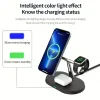 Chargers 15W 3 In 1 Magnetic Wireless Charger Stand Macsafe Fast Charging Dock Station Dock pour iPhone 14 13 12 Pro Max AirPods Apple