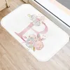 Carpets Pink Flower Letter Pattern Kitchen Bath Entrance Door Mat Coral Velvet Carpet Doormat Indoor Floor Mats Anti-Slip Rug Home Decor