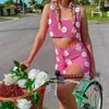 Spódnice Allukasa 2 sztuki dzianinowy zestaw spódnicy dla kobiet bez rękawów Y2K Cami Tank Uprowadź Top szydełkowy Kwiatowy Mini Summer Beach Sukienka