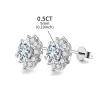 Küpe Elmas Dünyası Pırıltılı 0.5ct Moissanit Diamond Halo Sun Çiçek Çiçek Küpe Kadınlar İçin Küpe 925 STERLING Gümüş Partisi Güzel Takı