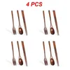 Serisuppsättningar 1/2/4st Korean träkorta gaffel gaffelhotning pinnar 3-delade inställda massivt trä långt handtag bärbart