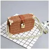 Shoulder Bags Summer Small Square Bag Straw Box 2024 Simple Lock Single Net Red Messenger