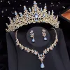 Necklaces Bridal Crown Jewelry Sets for Women Princess Flower Tiaras Set Necklace Earrings Prom Wedding Bride Jewelry Costume Accessories